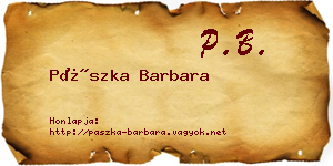 Pászka Barbara névjegykártya